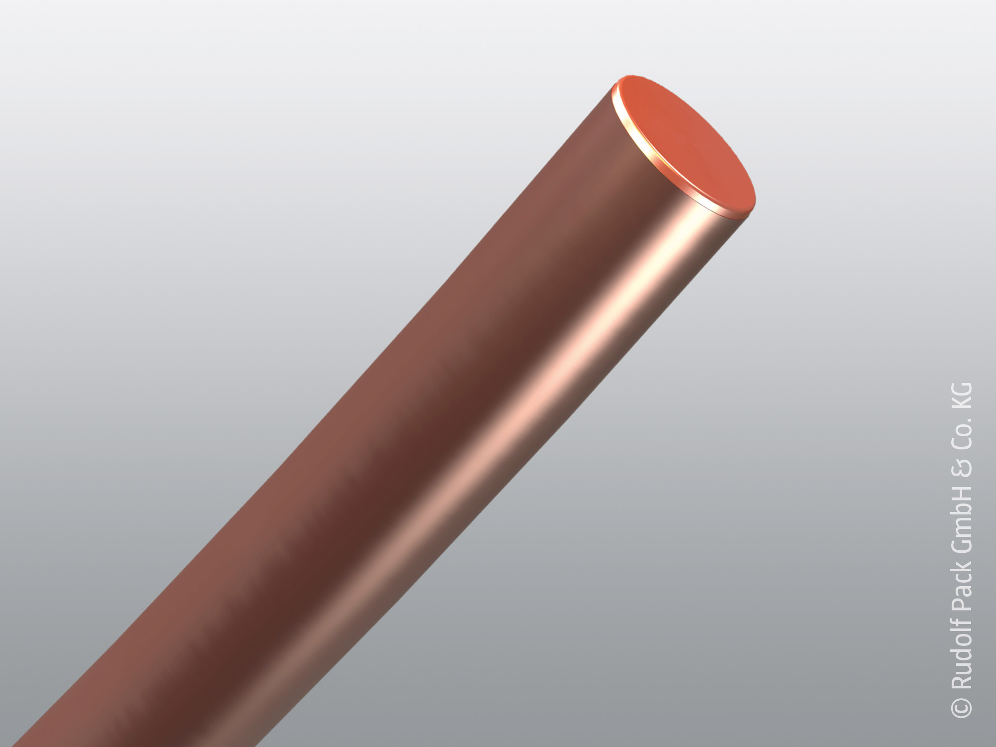 Glatter Kupferdraht mit gleichmäßiger Oberfläche im schrägen Anschnitt