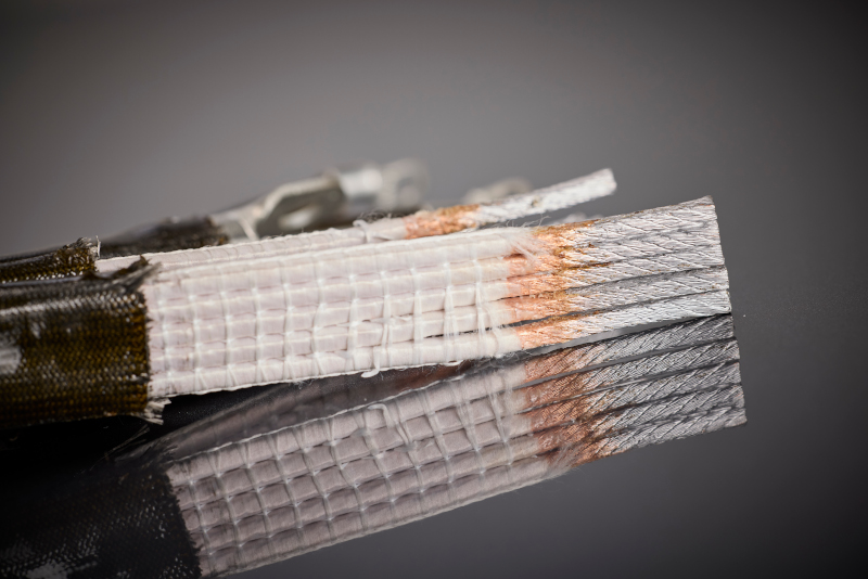 Detail der profilierten RUPALIT® Planar-Litze mit hohem Kupferfüllfaktor zur gleichmäßigen Stromverteilung in flachen Wicklungen.